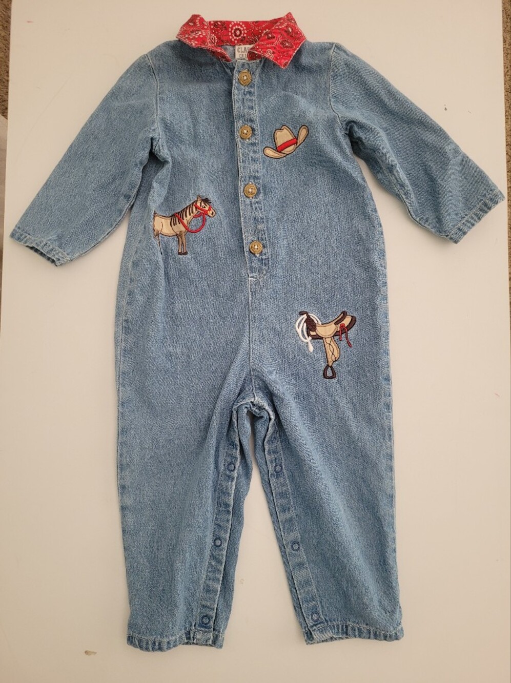 VTG Toddler Denim Jumpsuit  24 Months 100% Cotton Cowboy Western Rodeo
